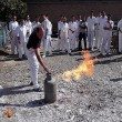 آموزش اصول ایمنی و آتش نشانی به کارگران شرکت گوشت ایران و مدرسه هاجر