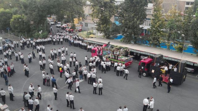  ایستگاه 1 سازمان آتش نشانی در حال مهیا شدن برای تشییع جنازه آتش نشان شهید علی قانع
