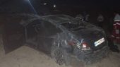 عملیات امداد هلال احمر در محل سقوط خودرو در محور فولاد محله-کیاسر